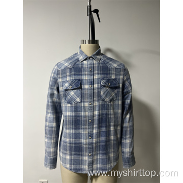 Cotton Plaid Acid Washed Shirt